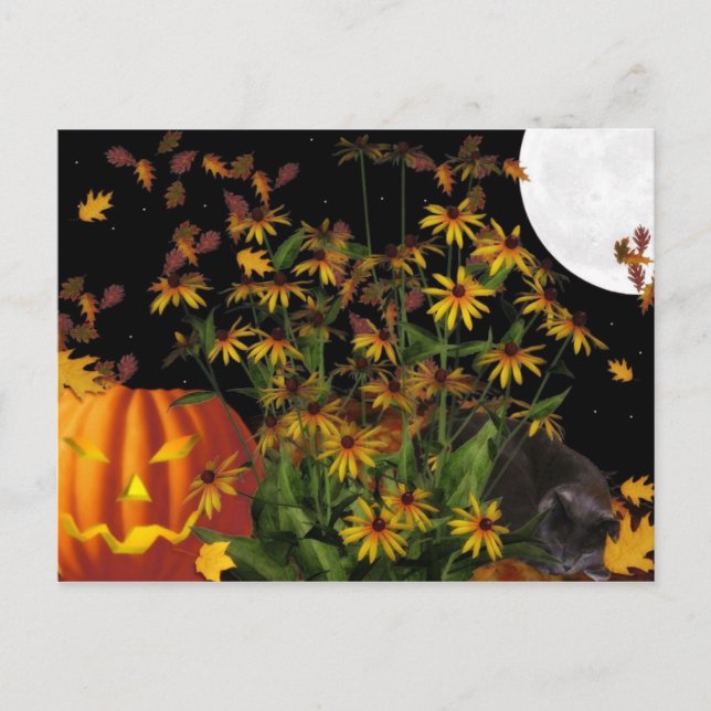 kitty halloween dreaming post card (Front)