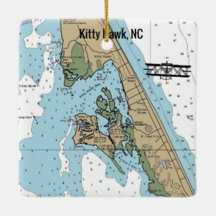 Kitty Hawk NC Chart Ceramic Ornament