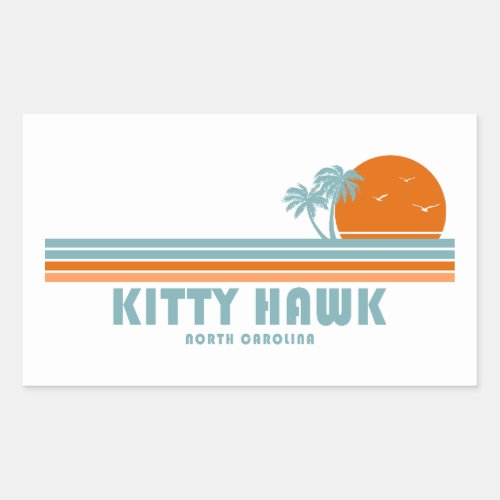 Kitty Hawk North Carolina Sun Palm Trees Rectangular Sticker