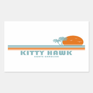 Kitty Hawk North Carolina Sun Palm Trees Rectangular Sticker
