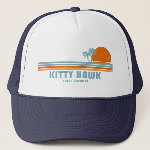 Kitty Hawk North Carolina Sun Palm Trees Trucker Hat