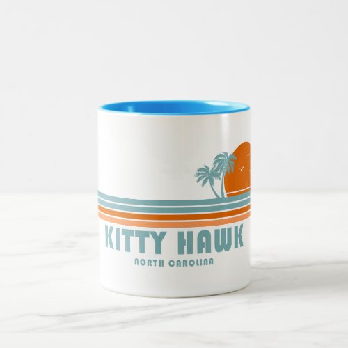 Kitty Hawk North Carolina Sun Palm Trees Two_Tone Coffee Mug