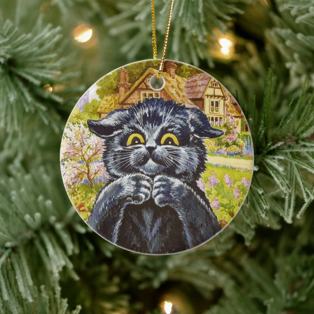 Kitty & House Background by Louis Wain • Ornament  (Tree)