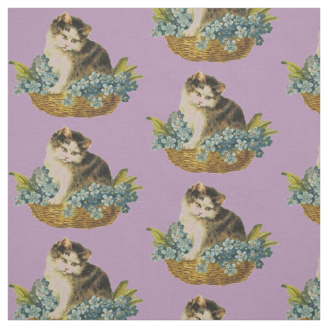 Kitty In Basket Fabric (Swatch)