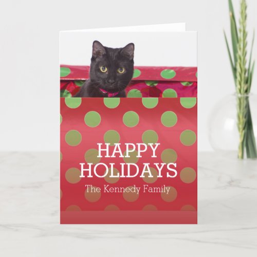 Kitty In Gift Box Holiday Card
