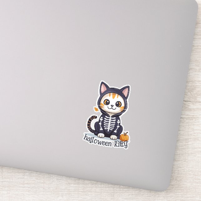 Kitty in Halloween Costume Sticker (Detail)