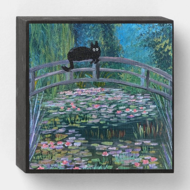 Kitty in Monet Wooden Box Sign (Front Horizontal)