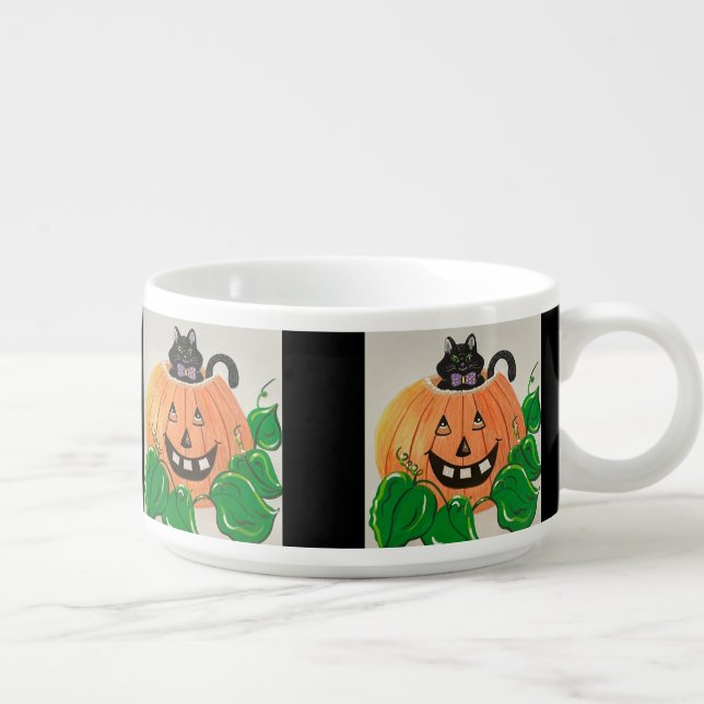 Kitty in Pumpkin Candy Jar Bowl (Left)