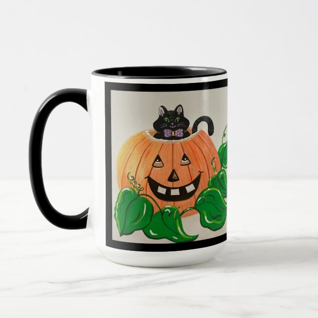 Kitty in Pumpkin Mug (Left)