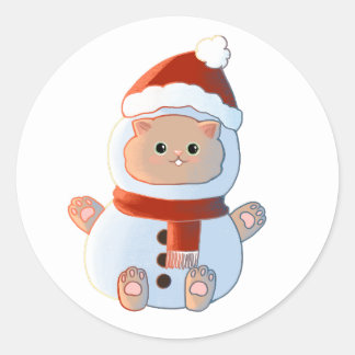 Kitty in Snow outfit Classic Round Sticker