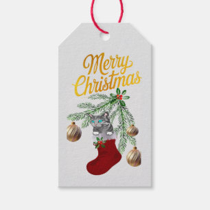 Kitty in stocking gift tags
