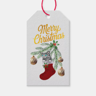 Kitty in stocking gift tags