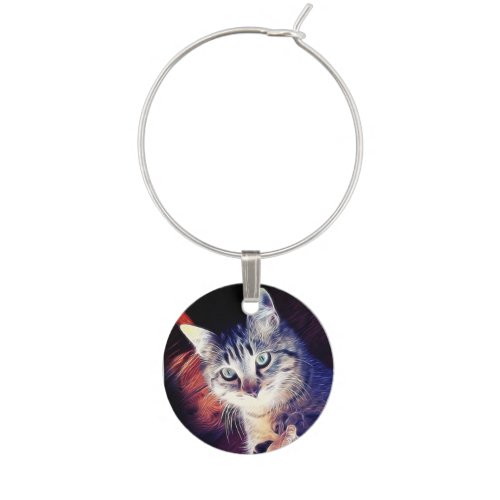 Kitty In The Rafters Close_Up Photograph Wine Charm
