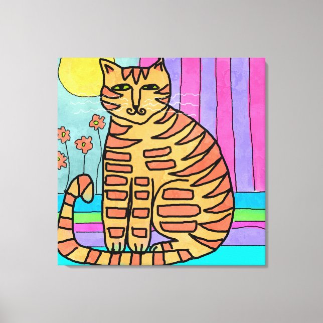 Kitty in the Sunshine Abstract Painting Canvas Print (Front)