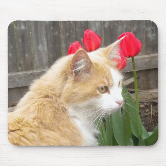 Kitty in the Tulips Mouse pad (Front)