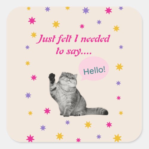 Kitty _ Just Felt I Needed To Say Hello Square Sticker