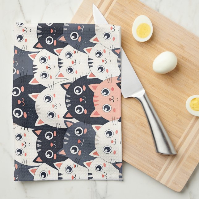 Kitty Kat Kaleidoscope Kitchen Towel (Quarter Fold)