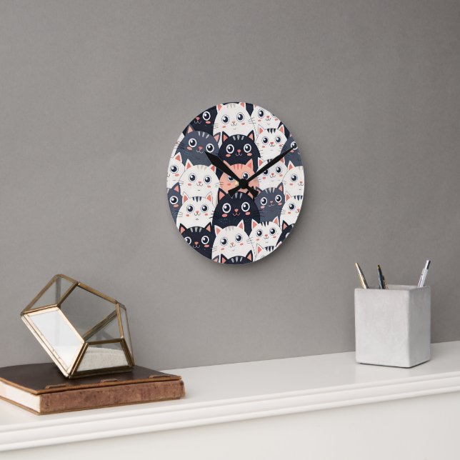 Kitty Kat Kaleidoscope Round Clock (Office)