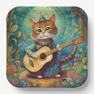 Kitty Kat Playing Guitar Paper Plates