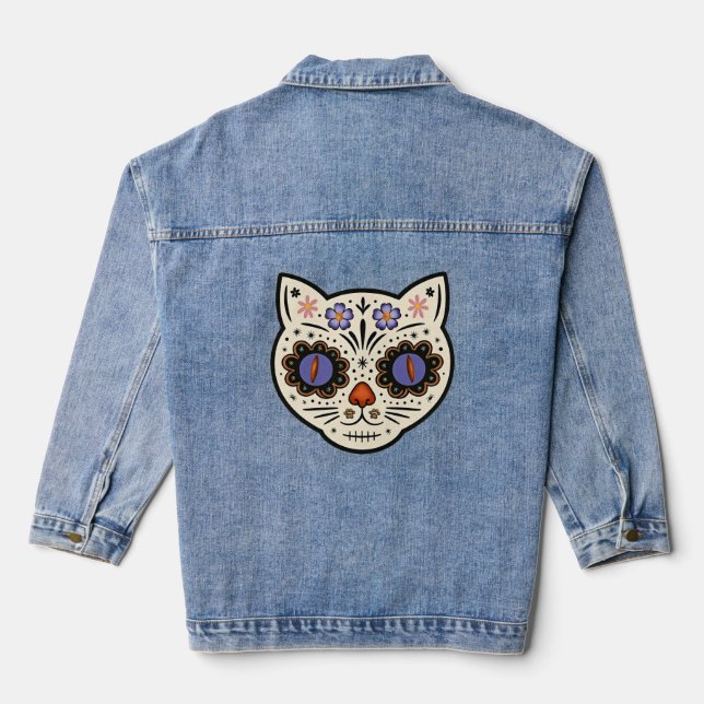 Kitty Kat Sugar Skull Denim Jacket (Back)