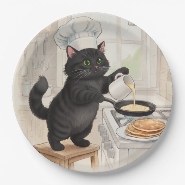KItty Kichen Black Cat, Paper Plates (Front)