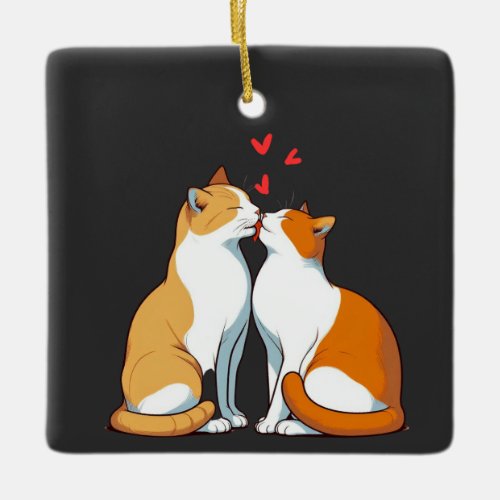 kitty kiss ceramic ornament