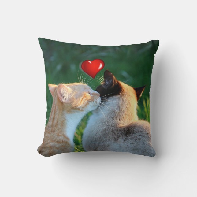 Kitty kiss throw pillow (Front)