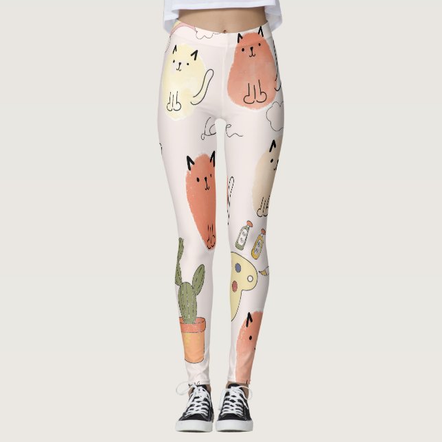 Kitty Kitten Cats: Cute Animal Pattern Leggings (Front)