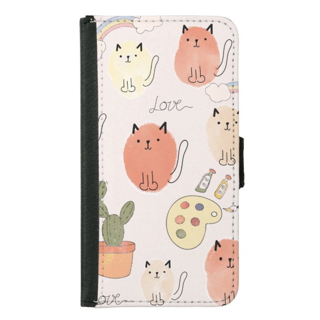 Kitty Kitten Cats: Cute Animal Pattern Samsung Galaxy Wallet Case (Front)