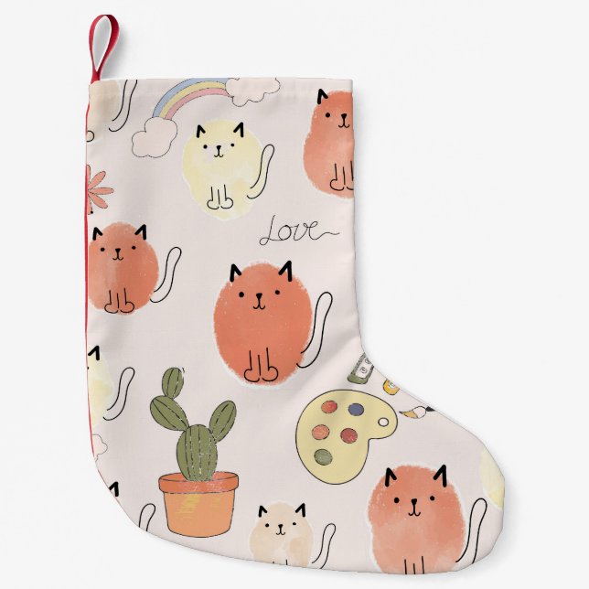 Kitty Kitten Cats: Cute Animal Pattern Small Christmas Stocking (Front)