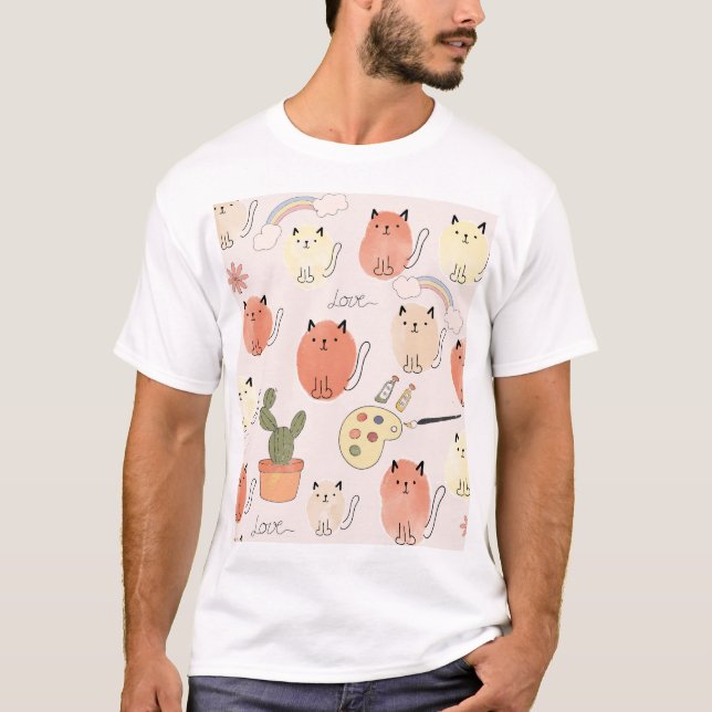 Kitty Kitten Cats: Cute Animal Pattern T-Shirt (Front)