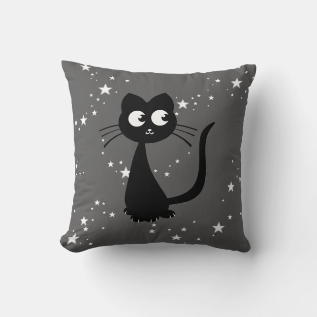 Kitty Kuro Throw Pillow (Front)