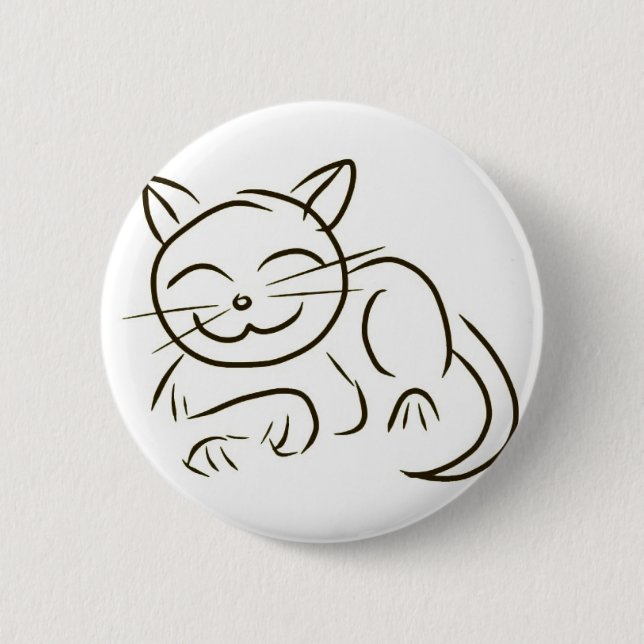 Kitty Line Drawing Pinback Button (Front)