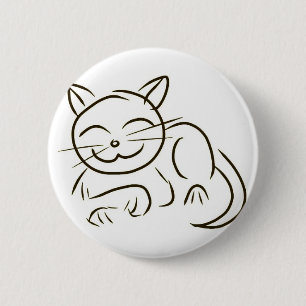 Kitty Line Drawing Pinback Button