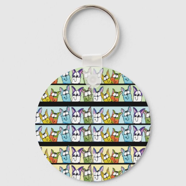 Kitty Lineup-Colorful Cats Keychain (Front)