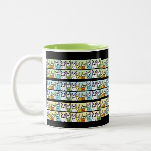 Kitty Lineup_Colorful Cats Two_Tone Coffee Mug