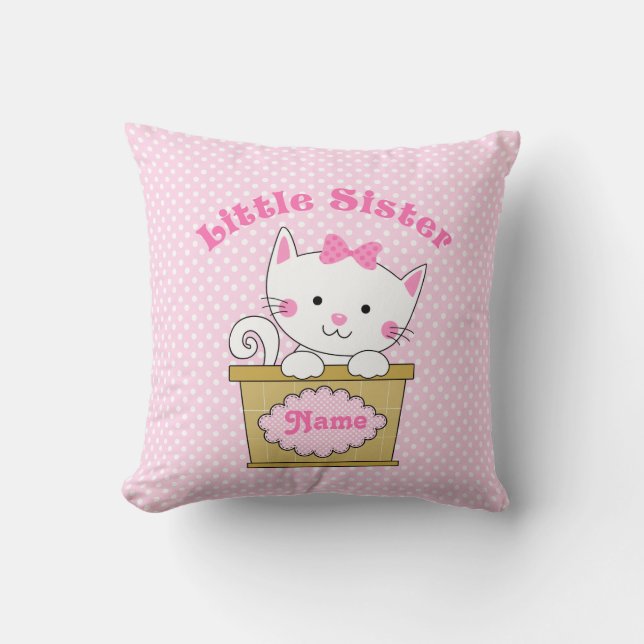 Kitty Little Sister Throw Pillow (Front)