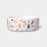 Kitty Love Ceramic Pet  Bowl<br><div class="desc">Featuring bows,  cat toys and some puppy/ kitty PDA! 
Lovely pink background.</div>