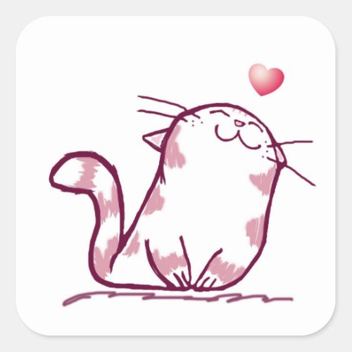 Kitty Love Square Sticker