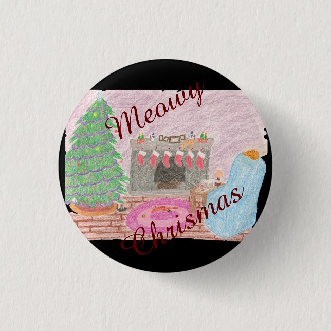 Kitty-mas Mischief (chrismas) Pinback Button (Front)