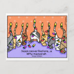 Kitty Menorah, Happy Holidays! Holiday Postcard<br><div class="desc">‘Seen never before,  a kitty menorah.’ Sounds like "seen never before,  uh,  kitty menor-uh." This cute cat celebrates hanukkah and the holidays in an original way! Happy Holidays!</div>