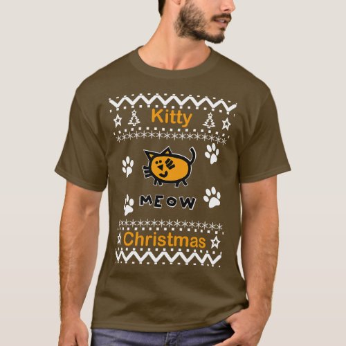 Kitty Meow Christmas Cat T_Shirt