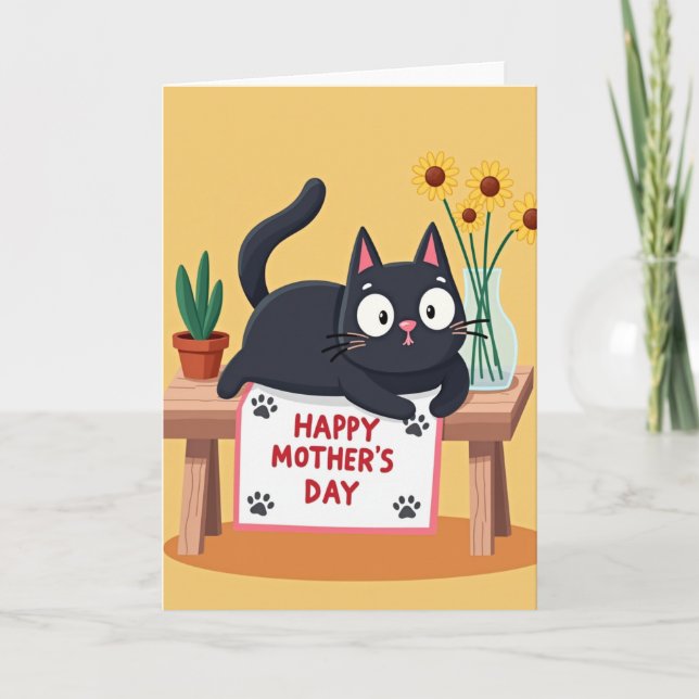 Kitty Mothers Day Illustration Card (Front)