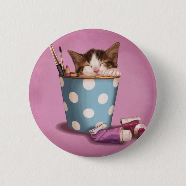Kitty Nap Pinback Button (Front)