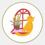 Kitty oh so happy, cute and cuddly, classic round sticker