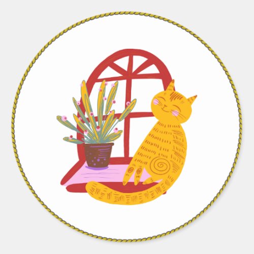 Kitty oh so happy cute and cuddly classic round sticker