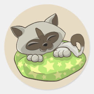 kitty on pillow stickers