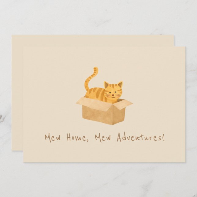 Kitty on the Move Cat Moving Announcement (Front/Back)