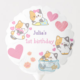 kitty one baby girl birthday   balloon