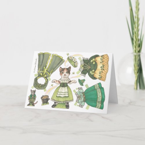 Kitty Paper Doll St Patricks Day Card
